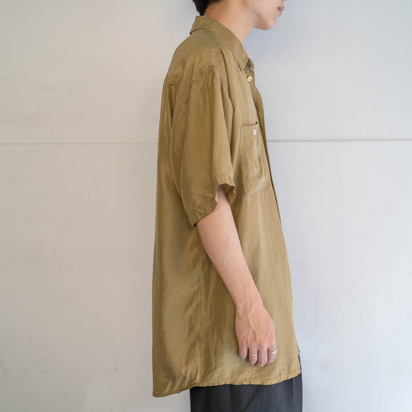 1990s mastered yellow silk 100 short sleeve shirt