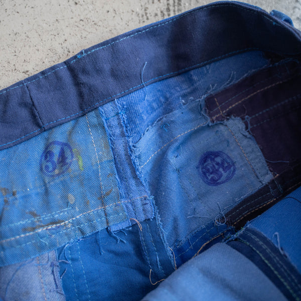 Europe blue patchwork work pants