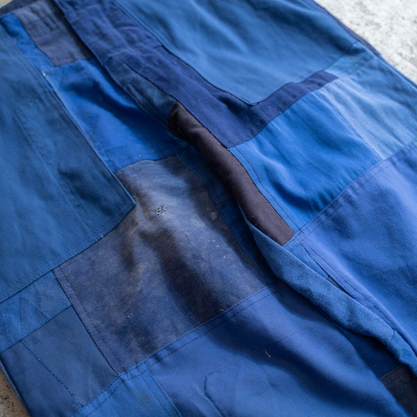Europe blue patchwork work pants