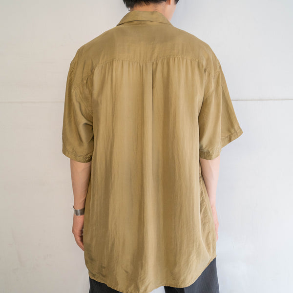 1990s mastered yellow silk 100 short sleeve shirt