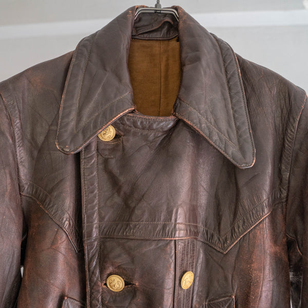 around 1950s French military? brown color corbusier jacket -strange pattern-