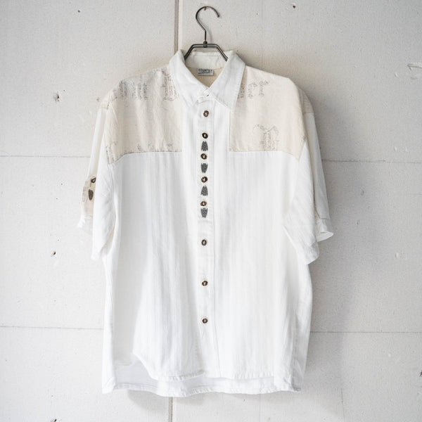 around 1990s ecru color switching short sleeve tyrolean shirt 'remake