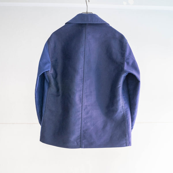 "French vintage remake" blue moleskin double breasted work jacket