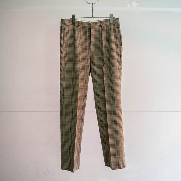 1990s Japan vintage light brown checked slacks