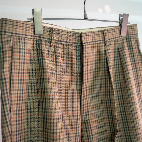 1990s Japan vintage light brown checked slacks