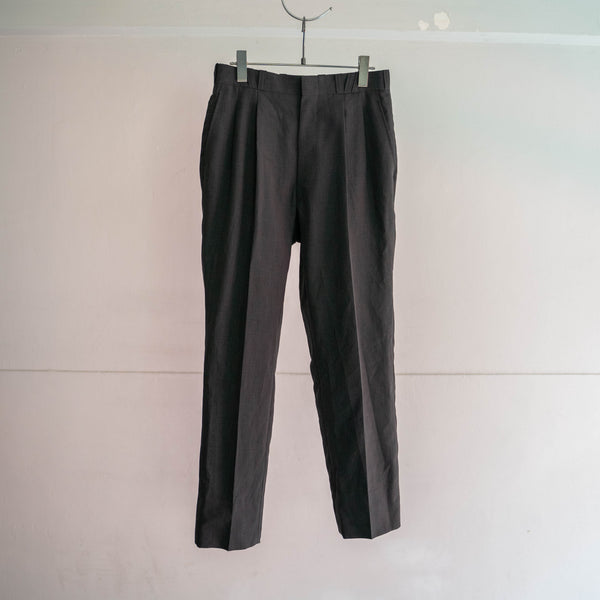 1990s Japan vintage gray based 2 tuck slacks -light weight-