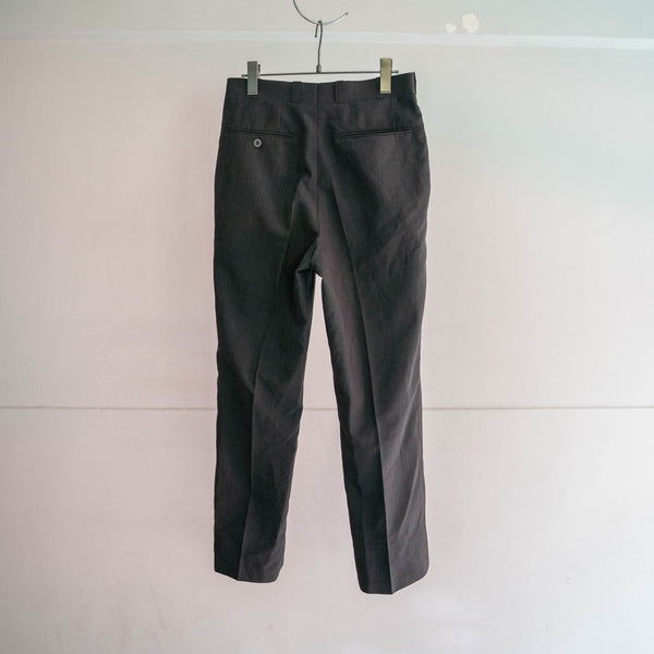 1990s Japan vintage gray based 2 tuck slacks -light weight-