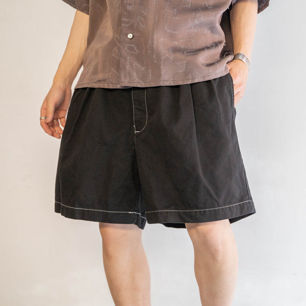 1990s Ralph Lauren cotton chino shorts -remake- 'black dyed' -3