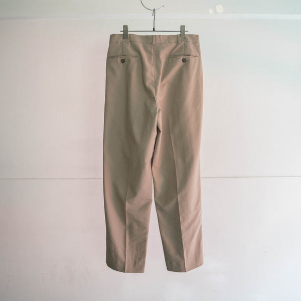 1990s light brown poly × wool 2 tuck slacks