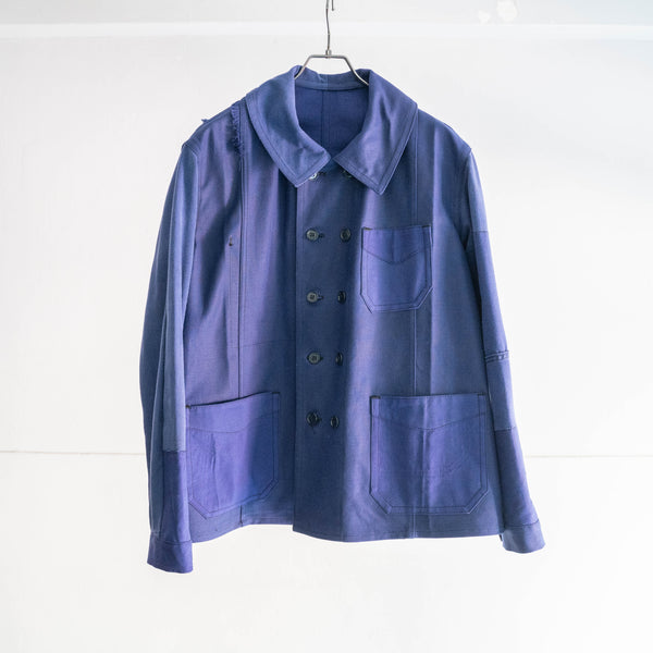 "French vintage remake" cotton twill double breasted work jacket