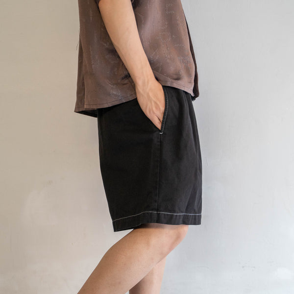 1990s Ralph Lauren cotton chino shorts -remake- 'black dyed' -3