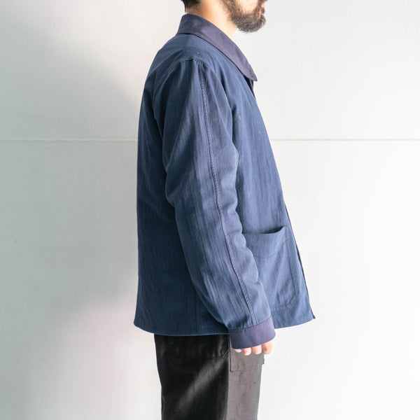 "Europe vintage remake" herringbone × cotton twill double breasted work jacket