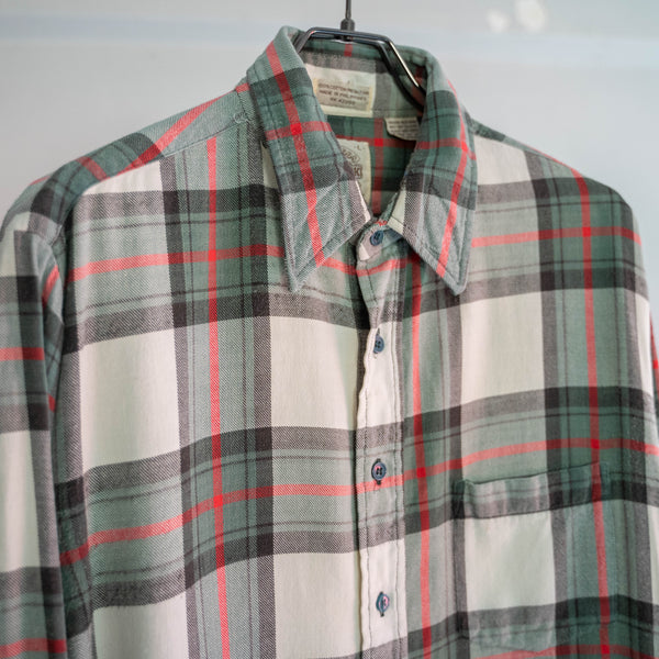 1990s cotton 100 multi-color checked shirt -good fade-