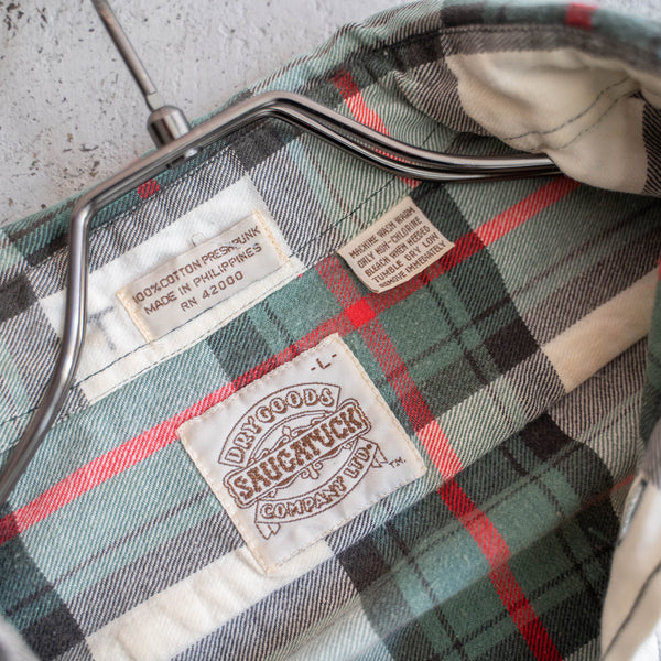 1990s cotton 100 multi-color checked shirt -good fade-