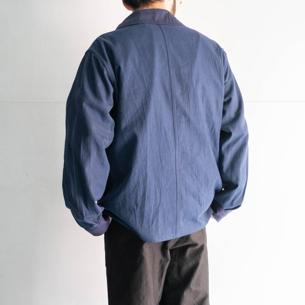 "Europe vintage remake" herringbone × cotton twill double breasted work jacket