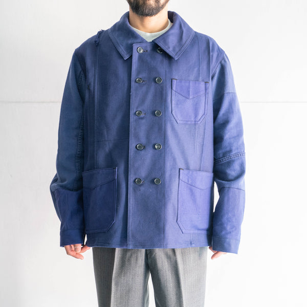 "French vintage remake" cotton twill double breasted work jacket