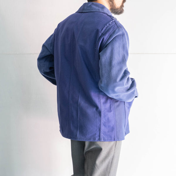 "French vintage remake" cotton twill double breasted work jacket