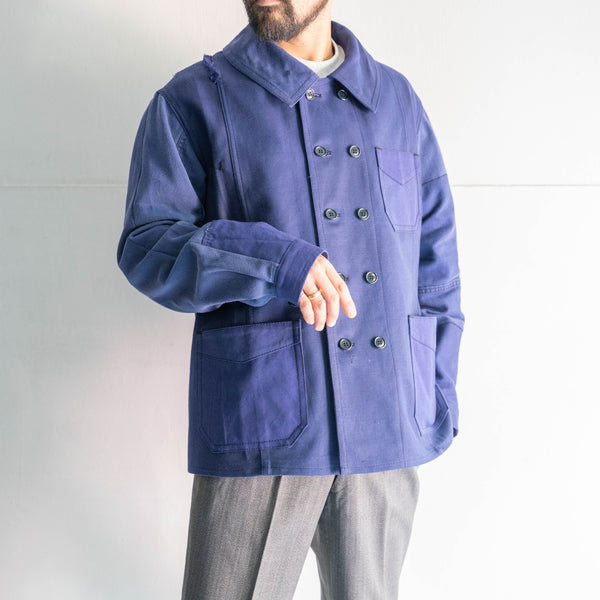 "French vintage remake" cotton twill double breasted work jacket