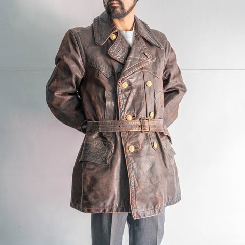 around 1950s French military? brown color corbusier jacket -strange pattern-