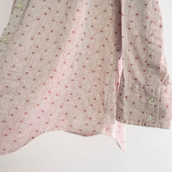 1970s USA salmon pink all over pattern shirt -good fabric-