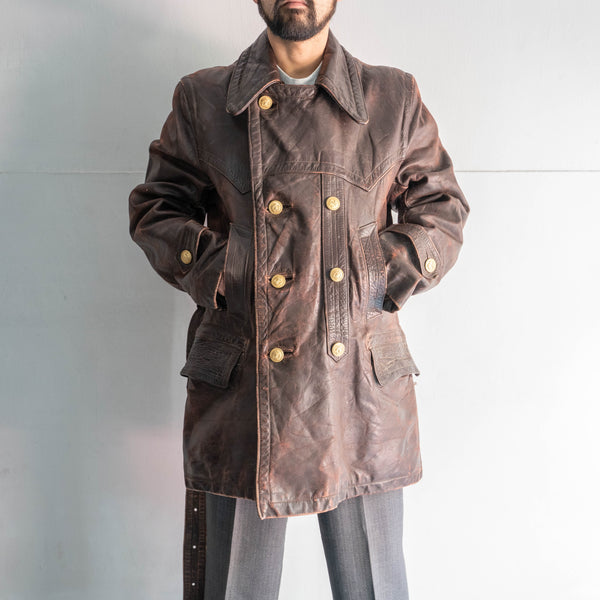 around 1950s French military? brown color corbusier jacket -strange pattern-