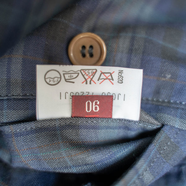 1990s Japan vintage navy based check slacks -light weight-