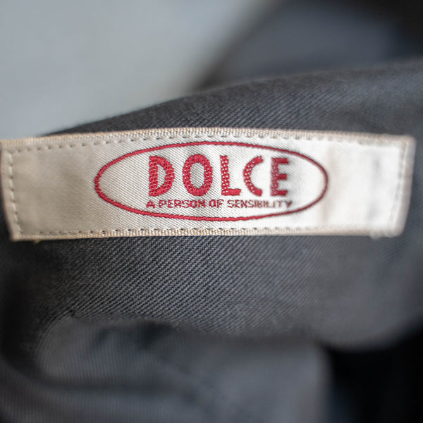 1990s Japan vintage navy based check slacks -light weight-