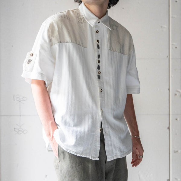 around 1990s ecru color switching short sleeve tyrolean shirt 'remake