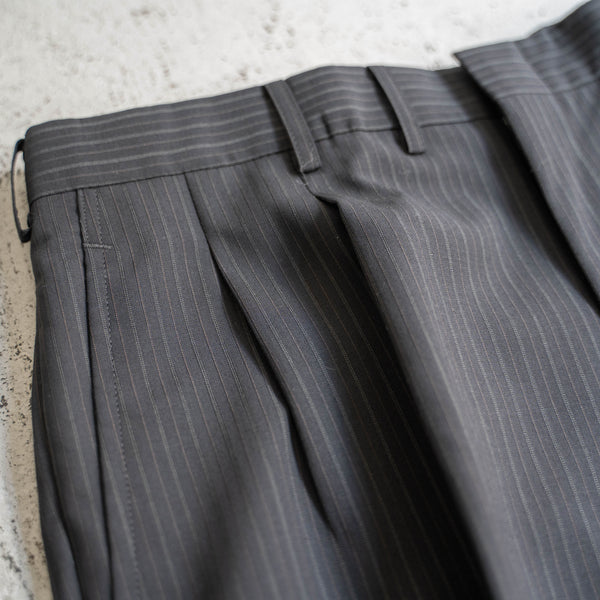 2000s Japan vintage black based stripe slacks -light weight-