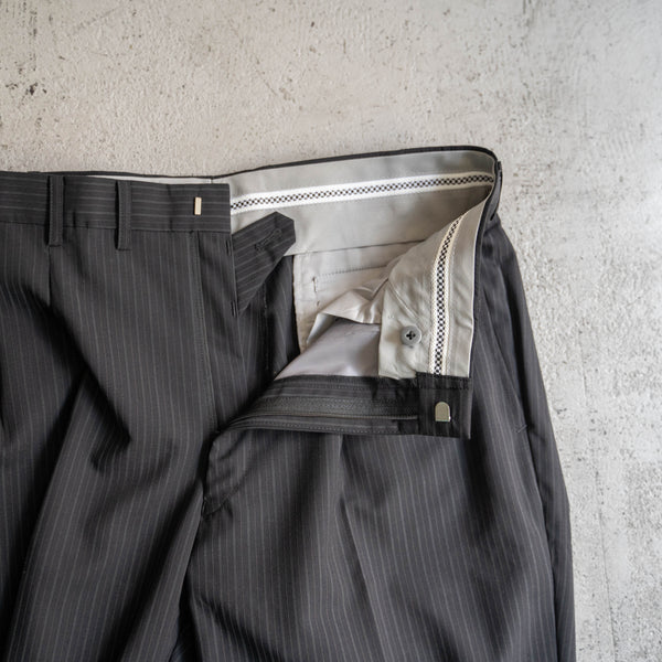 2000s Japan vintage black based stripe slacks -light weight-