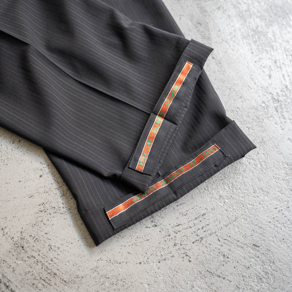 2000s Japan vintage black based stripe slacks -light weight-