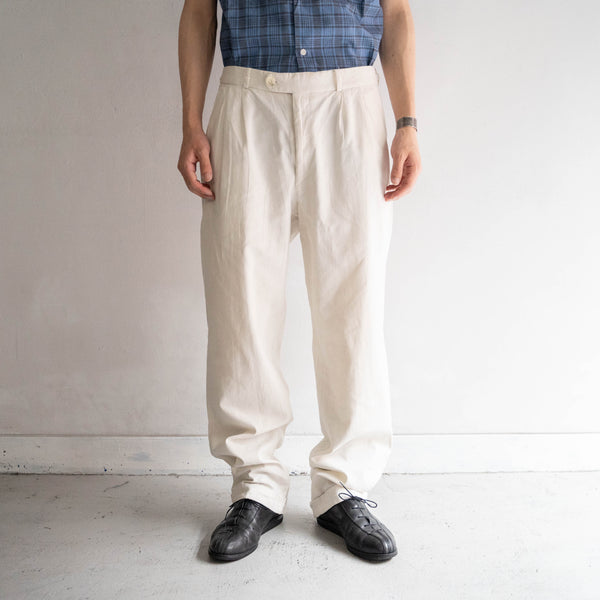 around1990s Germany ecru color cotton × viscose × linen pants