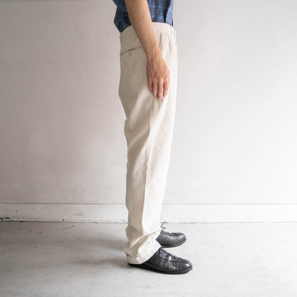 around1990s Germany ecru color cotton × viscose × linen pants