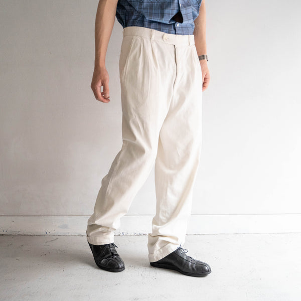 around1990s Germany ecru color cotton × viscose × linen pants