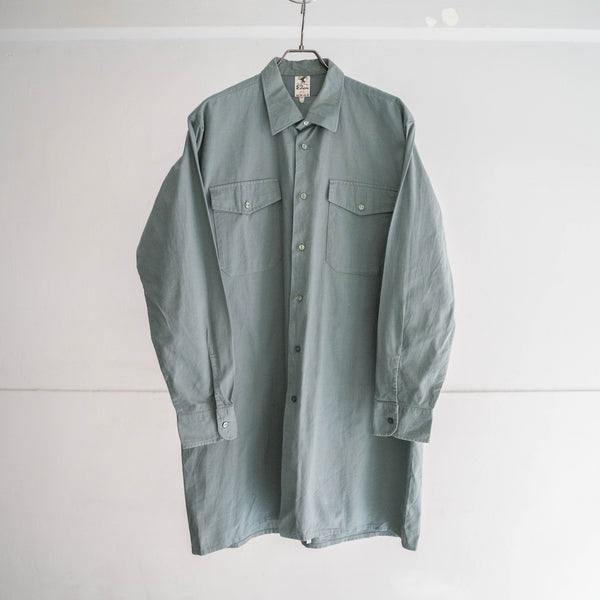 1980s Germany pale color 2pockets cotton × poly long shirt