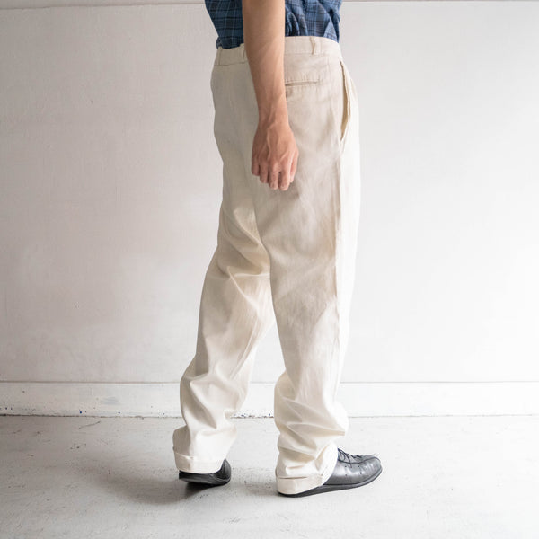 around1990s Germany ecru color cotton × viscose × linen pants