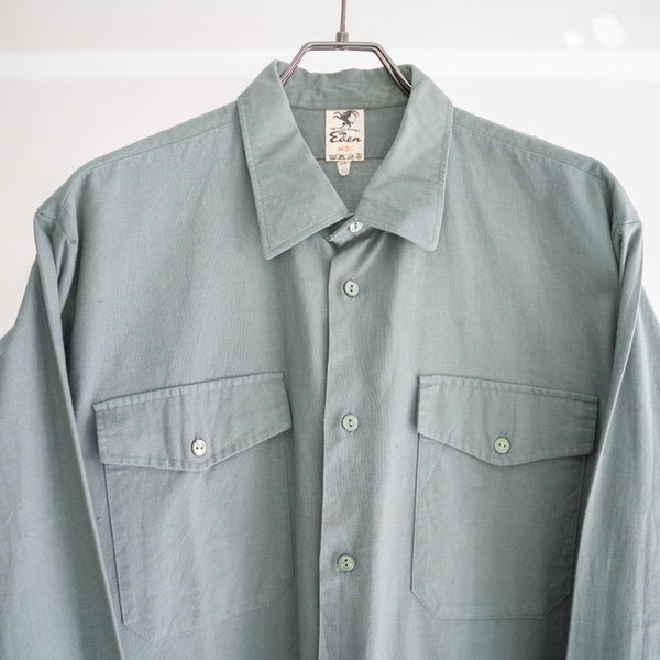 1980s Germany pale color 2pockets cotton × poly long shirt