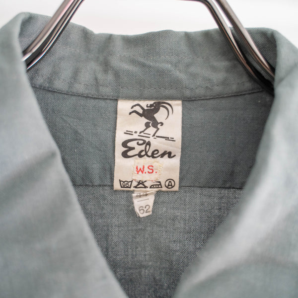 1980s Germany pale color 2pockets cotton × poly long shirt