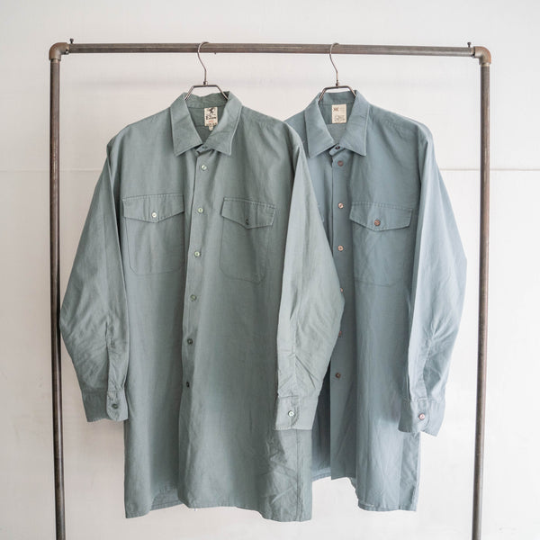 1980s Germany pale color 2pockets cotton × poly long shirt