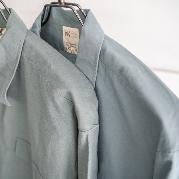 1980s Germany pale color 2pockets cotton × poly long shirt