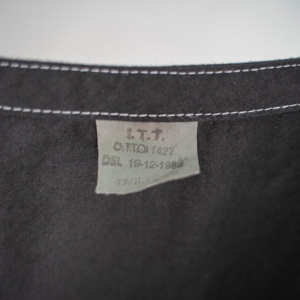 1980s Italian military cotton 100 v neck shirt 'dead stock' -black dyed-