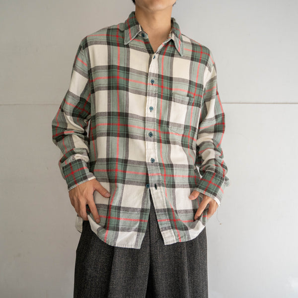 1990s cotton 100 multi-color checked shirt -good fade-