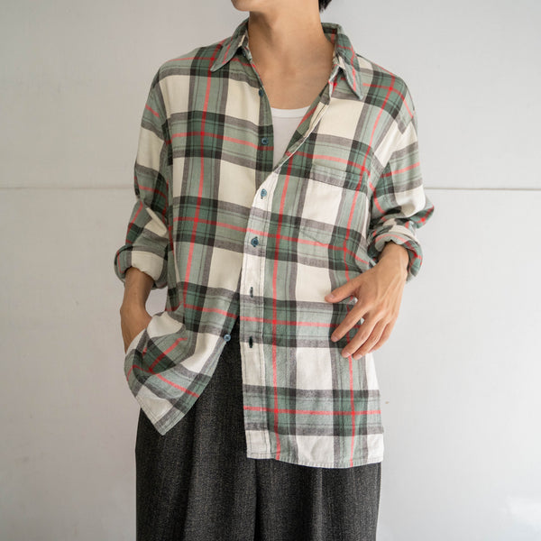 1990s cotton 100 multi-color checked shirt -good fade-