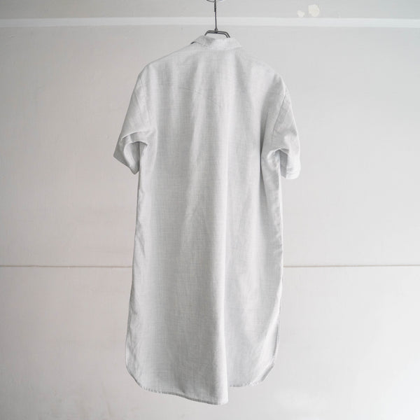 1970-80s Europe light gray short sleeve smock shirt