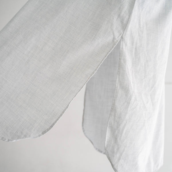 1970-80s Europe light gray short sleeve smock shirt