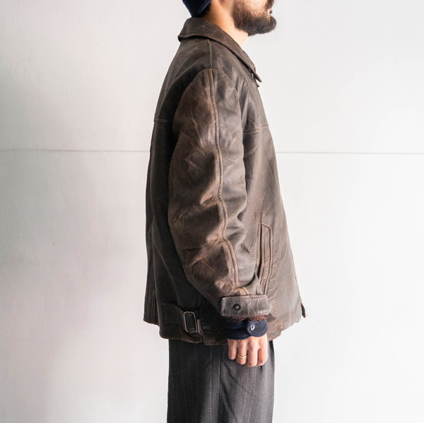 around 1960s Germany brown color leather jacket -good fade-
