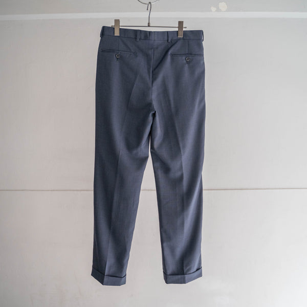 1990s Italy dark blue pure wool two tuck slacks