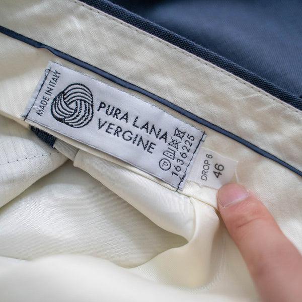 1990s Italy dark blue pure wool two tuck slacks