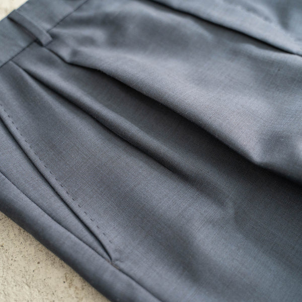 1990s Italy dark blue pure wool two tuck slacks