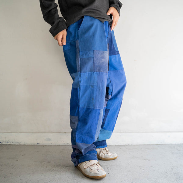 Europe blue patchwork work pants